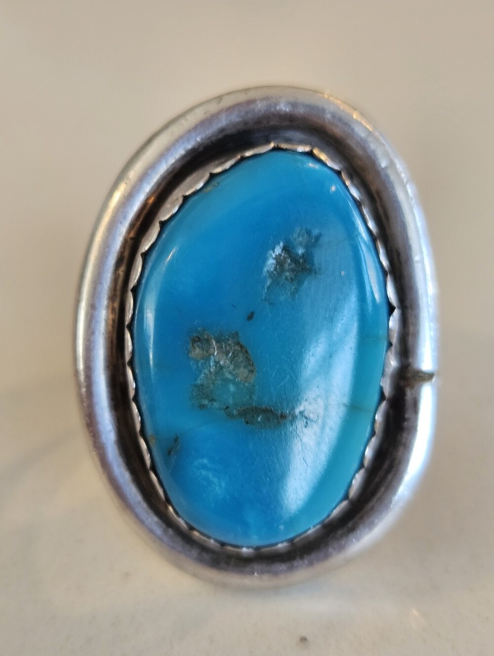 Vintage 32.8mm Native American Southwestern Turquoise Statement Ring Sz 9 - Picture 2 of 9